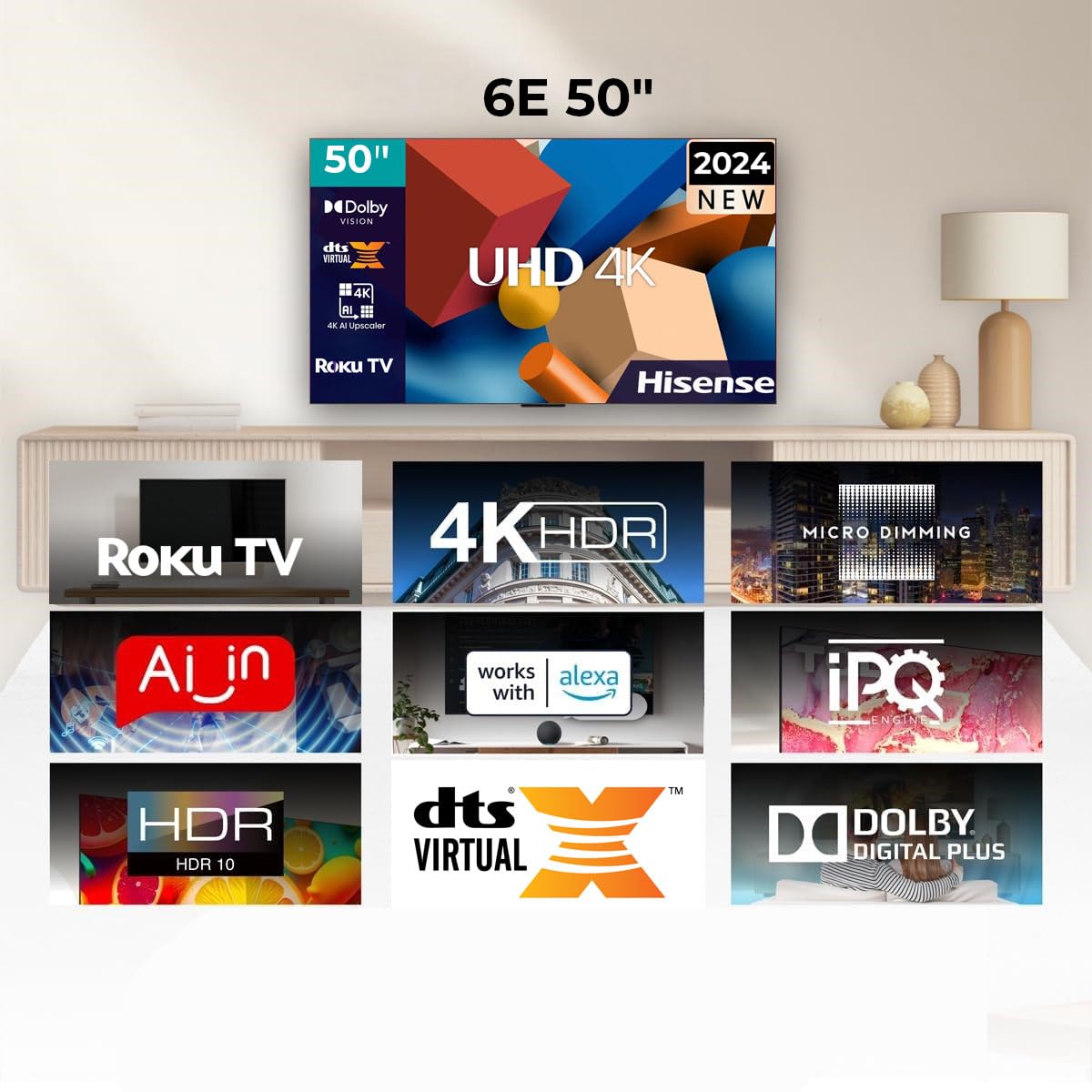 Amazon.com: Hisense 50-Inch R6E5 Television (2024) SmartTV 4K